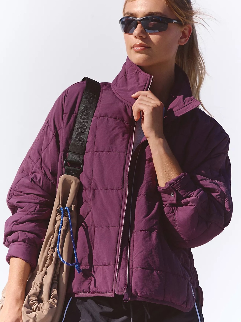Free people Pippa Packable Puffer Jacket black cherry